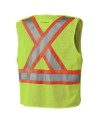 Pioneer 6936 safety vest, high-visibility yellow, detachable with mesh back, zipper, 4 pockets, sold individually