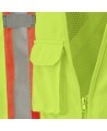 Pioneer 6936 safety vest, high-visibility yellow, detachable with mesh back, zipper, 4 pockets, sold individually