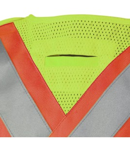 Pioneer 6936 safety vest, high-visibility yellow, detachable with mesh back, zipper, 4 pockets, sold individually