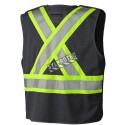 Pioneer 6937 safety vest, low-visibility black, detachable with mesh back, zipper, 4 pockets, sold individually