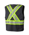 Pioneer 6937 safety vest, low-visibility black, detachable with mesh back, zipper, 4 pockets, sold individually