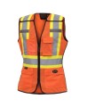 Pioneer 486 safety vest, orange high-visibility, detachable mesh complement, zipper, 6 pockets, sold individually