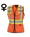 Pioneer 486 safety vest, orange high-visibility, detachable mesh complement, zipper, 6 pockets, sold individually