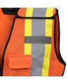 Pioneer 486 safety vest, orange high-visibility, detachable mesh complement, zipper, 6 pockets, sold individually