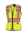 Pioneer 489 safety vest, yellow high-visibility, detachable mesh complement, zipper, 6 pockets, sold individually