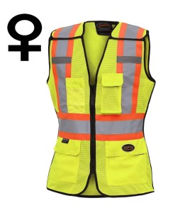 Pioneer 489 safety vest, yellow high-visibility, detachable mesh complement, zipper, 6 pockets, sold individually