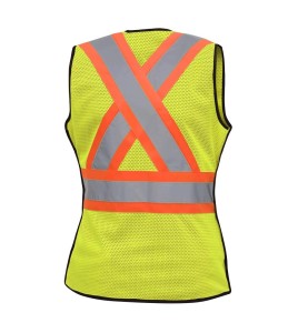 Pioneer 489 safety vest, yellow high-visibility, detachable mesh complement, zipper, 6 pockets, sold individually