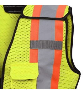 Pioneer 489 safety vest, yellow high-visibility, detachable mesh complement, zipper, 6 pockets, sold individually