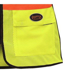 Pioneer 489 safety vest, yellow high-visibility, detachable mesh complement, zipper, 6 pockets, sold individually