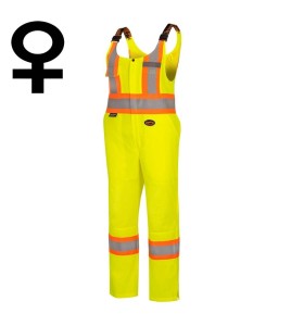 Women's yellow safety overalls for road safety, breathable, with reflective stripes, Pioneer model 6000W