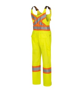 Women's yellow safety overalls for road safety, breathable, with reflective stripes, Pioneer model 6000W