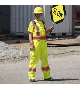 Salopette de sécurité jaune de femme pour sécurité routière, respirable, avec bandes réfléchissantes, Pioneer modèle 6000W