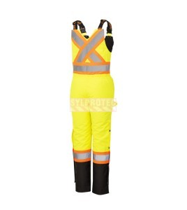 Salopette 100% imperméable jaune-noir d'hiver pour femme en polyester-polyuréthane avec bandes réfléchissantes