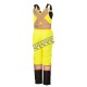 Women's 100% waterproof yellow-black polyester-polyurethane winter overalls with reflective stripes