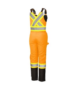 Salopette d'hiver Pioneer 100% imperméable orange-noir pour femme en polyester-polyuréthane avec bandes réfléchissantes