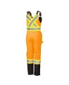 Pioneer women's winter 100% waterproof orange-black polyester polyurethanes overall with reflective stripes