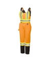 Pioneer women's winter 100% waterproof orange-black polyester polyurethanes overall with reflective stripes