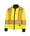 Winter women's yellow-black 100% waterproof polyester-polyurethane winter coat 7 in 1 with reflective stripes