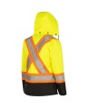 Winter women's yellow-black 100% waterproof polyester-polyurethane winter coat 7 in 1 with reflective stripes