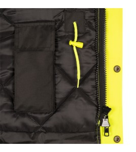 Winter women's yellow-black 100% waterproof polyester-polyurethane winter coat 7 in 1 with reflective stripes