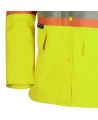 Women's high-visibility yellow waterproof jacket, Pioneer model 5628W, reflective tape, sizes XS to 4XL