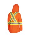 Women's high-visibility orange waterproof jacket, Pioneer model 5626W, reflective tape, sizes XS to 4XL