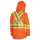 Women's high-visibility orange waterproof jacket, Pioneer model 5626W, reflective tape, sizes XS to 4XL