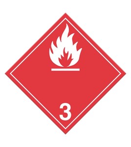 Liquide inflammable, classe 3, placard, 10-3/4 po X 10-3/4 po. Pour le transport des matières dangereuses.