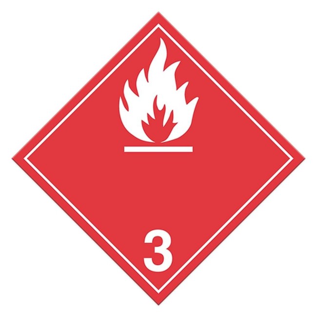 Liquide inflammable, classe 3, placard, 10-3/4 po X 10-3/4 po. Pour le transport des matières dangereuses.