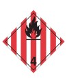 Flammable solids, class 4.1, placard, 10-3/4 in X 10-3/4 in. For transportation of hazardous materials.