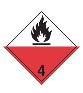 Spontaneously combustible materials, class 4.2, placard, 10-3/4 in X 10-3/4 in.