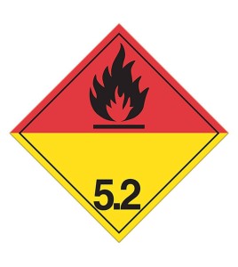 Organic peroxides, class 5.2 placard, 10-3/4 in X 10-3/4 in.