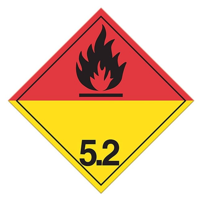 Organic peroxides, class 5.2 placard, 10-3/4 in X 10-3/4 in.