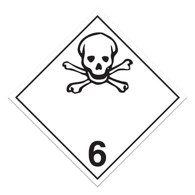 Toxic substances, class 6,.1 placard, 10 3/4 in X 10 3/4 in., For the transport of hazardous materials.