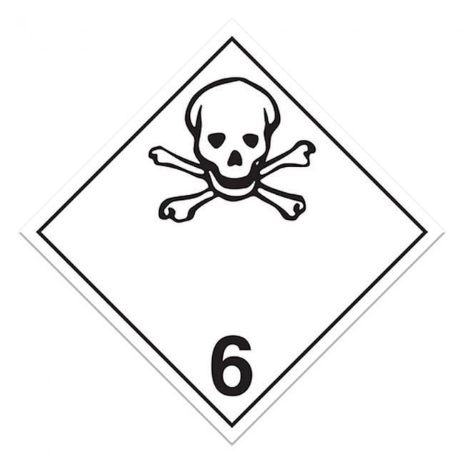 Toxic substances, class 6,.1 placard, 10 3/4 in X 10 3/4 in., For the transport of hazardous materials.