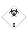 Infectious substances, class 6.2, placard, 10-3/4 in X 10-3/4 in. Use in the transportation of hazardous materials.