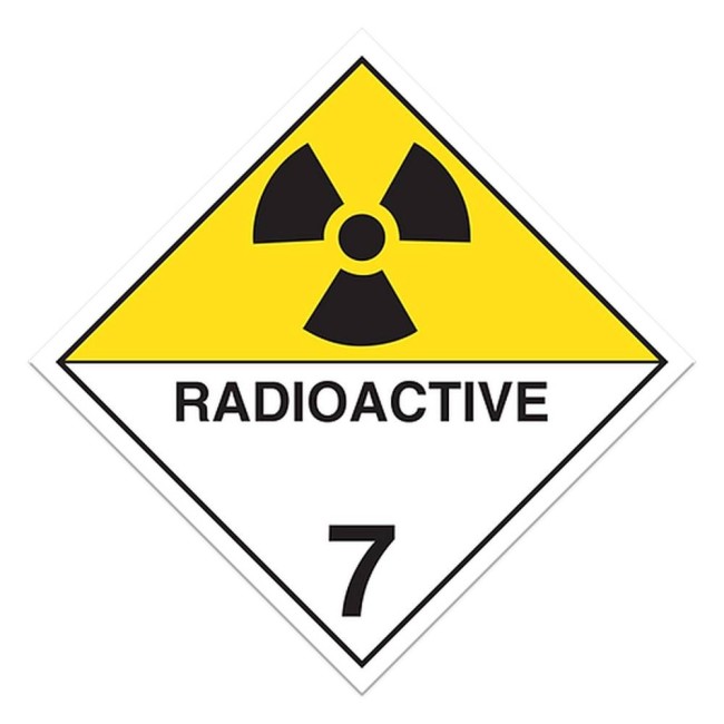 Radioactive materials, class 7, placard, 10 3/4 in X 10 3/4 in., For the transport of hazardous materials.