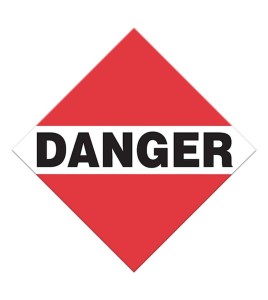 Danger, placard, 10-3/4 po X 10-3/4 po. Utiliser dans le cadre du transport des matières dangereuses.