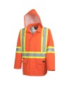 Men's high-visibility orange waterproof jacket, Pioneer model 5626, reflective tape, sizes S to 5XL