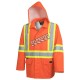 Men's high-visibility orange waterproof jacket, Pioneer model 5626, reflective tape, sizes S to 5XL