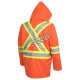 Men's high-visibility orange waterproof jacket, Pioneer model 5626, reflective tape, sizes S to 5XL