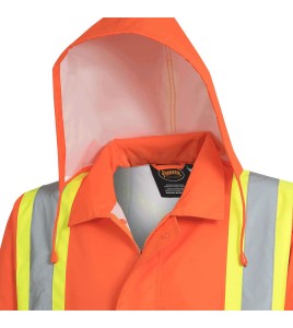 Men's high-visibility orange waterproof jacket, Pioneer model 5626, reflective tape, sizes S to 5XL