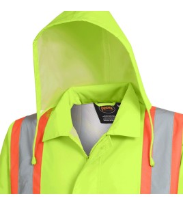 High-visibility yellow waterproof coat, Pioneer model 5628, reflective tape, size S to 5XL