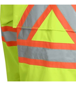 High-visibility yellow waterproof coat, Pioneer model 5628, reflective tape, size S to 5XL