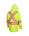 High-visibility yellow waterproof coat, Pioneer model 5628, reflective tape, size S to 5XL