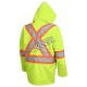 High-visibility yellow waterproof coat, Pioneer model 5628, reflective tape, size S to 5XL