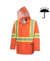 Men's high-visibility orange waterproof jacket, Pioneer model 5626, reflective tape, sizes S to 5XL