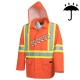 Men's high-visibility orange waterproof jacket, Pioneer model 5626, reflective tape, sizes S to 5XL