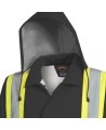 Men's high-visibility black waterproof jacket, Pioneer model 5628BK, reflective tape, sizes S to 5XL