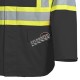 Men's high-visibility black waterproof jacket, Pioneer model 5628BK, reflective tape, sizes S to 5XL